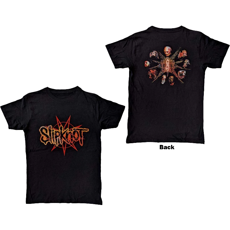 Slipknot | Official Band T-Shirt | The End So Far Pentagram Heads (Back Print) Basic T-Shirt Crew Neck Short Sleeve Slipknot | Official Band T-Shirt | The End So Far Pentagram Heads (Back Print) Basic T-Shirt Crew Neck Short Sleeve
