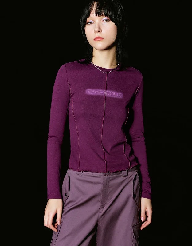 Letter Printed Crew Neck Skinny T-Shirt Cotton Fabric Linen Fabric Terry Fabric
