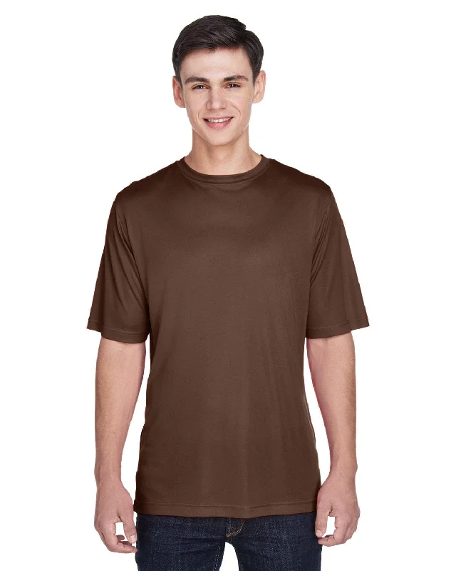 Team 365 Mens Zone Performance T-Shirt | Sport Dark Brown Basic T-Shirt Crew Neck Short Sleeve Team 365 Mens Zone Performance T-Shirt | Sport Dark Brown Basic T-Shirt Crew Neck Short Sleeve