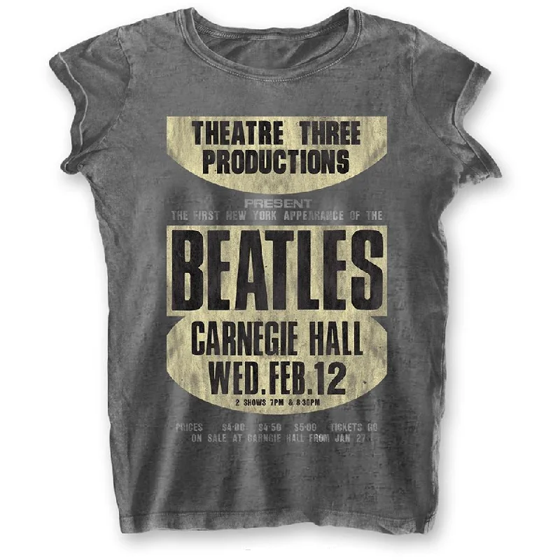 The Beatles Ladies Fashion T-Shirt: Carnegie Hall (Burn Out) Fashionable Trendy Casual The Beatles Ladies Fashion T-Shirt: Carnegie Hall (Burn Out) Fashionable Trendy Casual