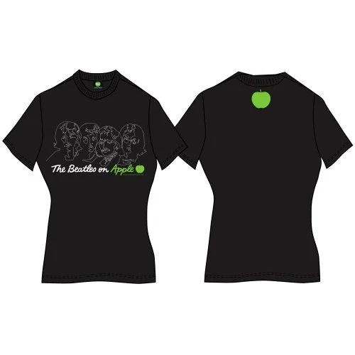 The Beatles Ladies Premium T-Shirt: On Apple (Back Print) Striped Floral Plaid