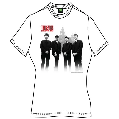 The Beatles Ladies Premium T-Shirt: The Beatles in Liverpool Denim Fabric Leather Fabric Suede Fabric The Beatles Ladies Premium T-Shirt: The Beatles in Liverpool Denim Fabric Leather Fabric Suede Fabric