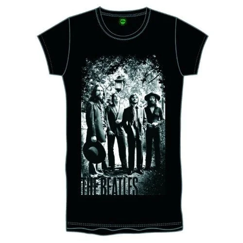 The Beatles Ladies Premium T-Shirt: Tittenhurst Lamppost with Foiled Application Graphic T-Shirt Round Neck Polyester The Beatles Ladies Premium T-Shirt: Tittenhurst Lamppost with Foiled Application Graphic T-Shirt Round Neck Polyester