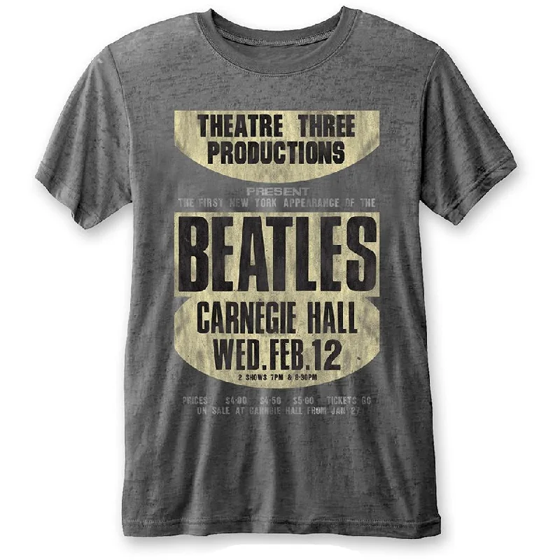 The Beatles Unisex Fashion T-Shirt: Carnegie Hall (Burn Out) Mesh Canvas Denim