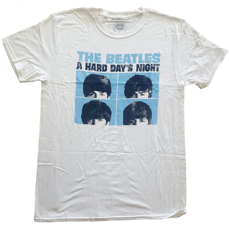 The Beatles Unisex Premium T-Shirt: Hard Days Night Pastel Graphic Embroidered Appliqued The Beatles Unisex Premium T-Shirt: Hard Days Night Pastel Graphic Embroidered Appliqued