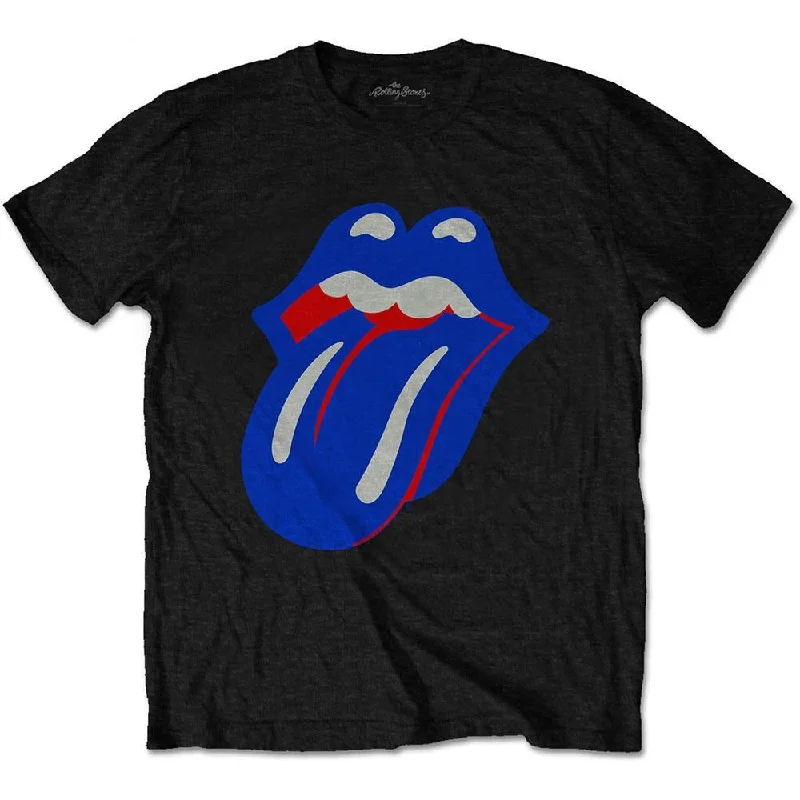 The Rolling Stones Kids T-Shirt: Blue & Lonesome Classic Tongue Print Jacquard Patchwork The Rolling Stones Kids T-Shirt: Blue & Lonesome Classic Tongue Print Jacquard Patchwork