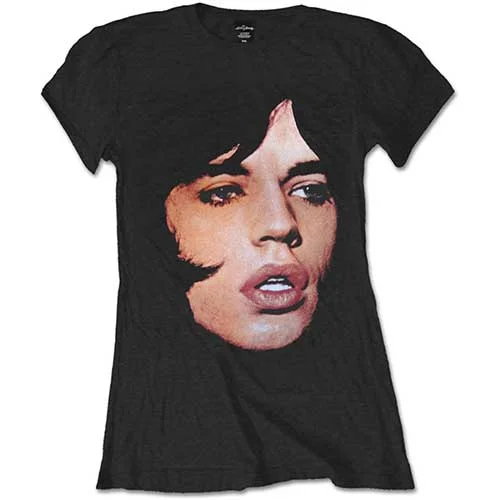 The Rolling Stones Ladies T-Shirt: Mick Portrait Polka Dot Checkered Tartan