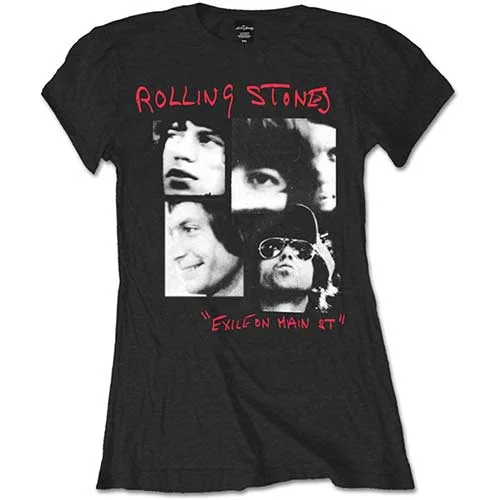 The Rolling Stones Ladies T-Shirt: Photo Exile Mesh Blend Leather Blend Suede Blend