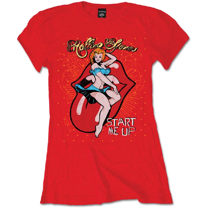 The Rolling Stones Ladies T-Shirt: Start me up Chenille Blend Fleece Blend Nylon Blend The Rolling Stones Ladies T-Shirt: Start me up Chenille Blend Fleece Blend Nylon Blend
