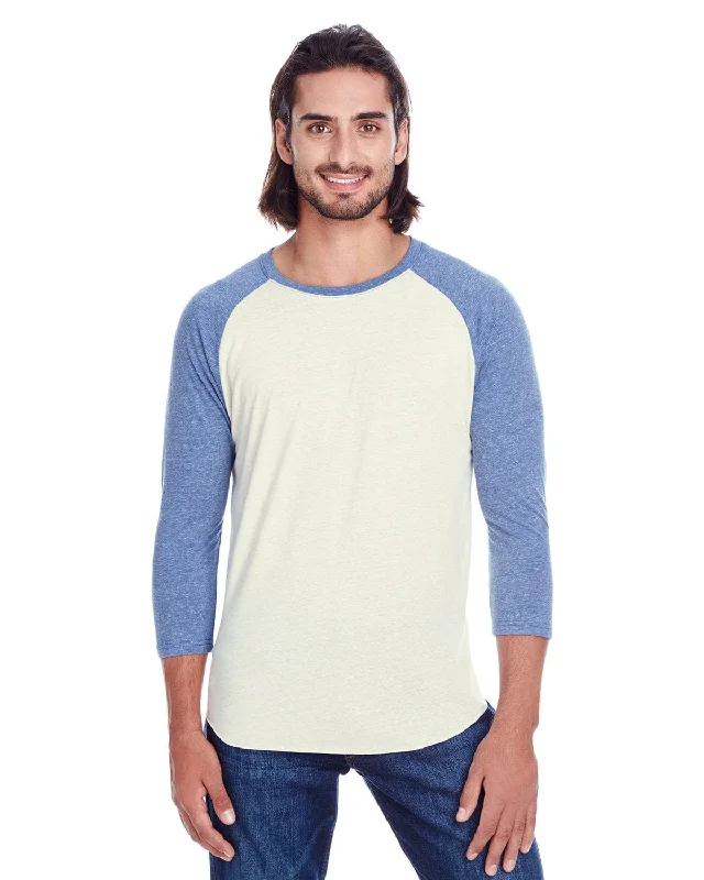 Threadfast Apparel Unisex Triblend 3/4 Sleeve Raglan Tee | Cream/ Navy Trib Lace Blend Ribbed Blend Corduroy Blend Threadfast Apparel Unisex Triblend 3/4 Sleeve Raglan Tee | Cream/ Navy Trib Lace Blend Ribbed Blend Corduroy Blend