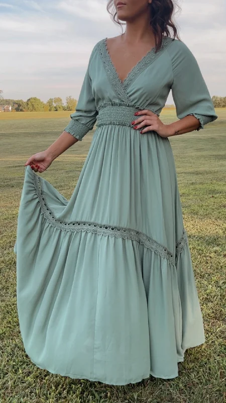 ECB Exclusive: Most Admired Maxi Dress , Sage Fashionable Printed Maxi Dress