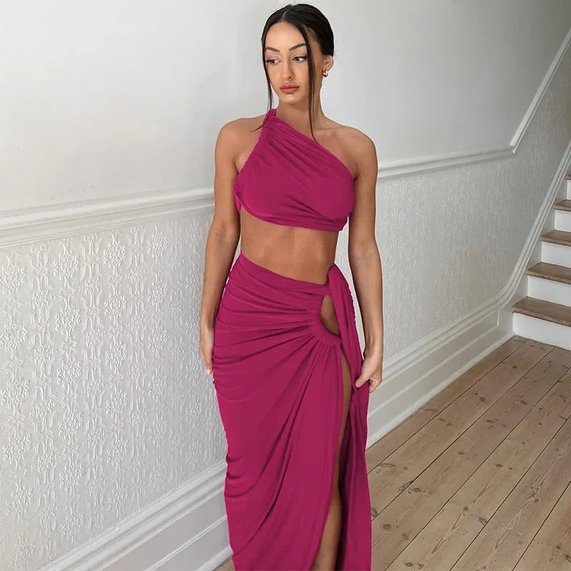 Ruched High Rise Maxi Dress Fashionable High-Low Maxi Dress