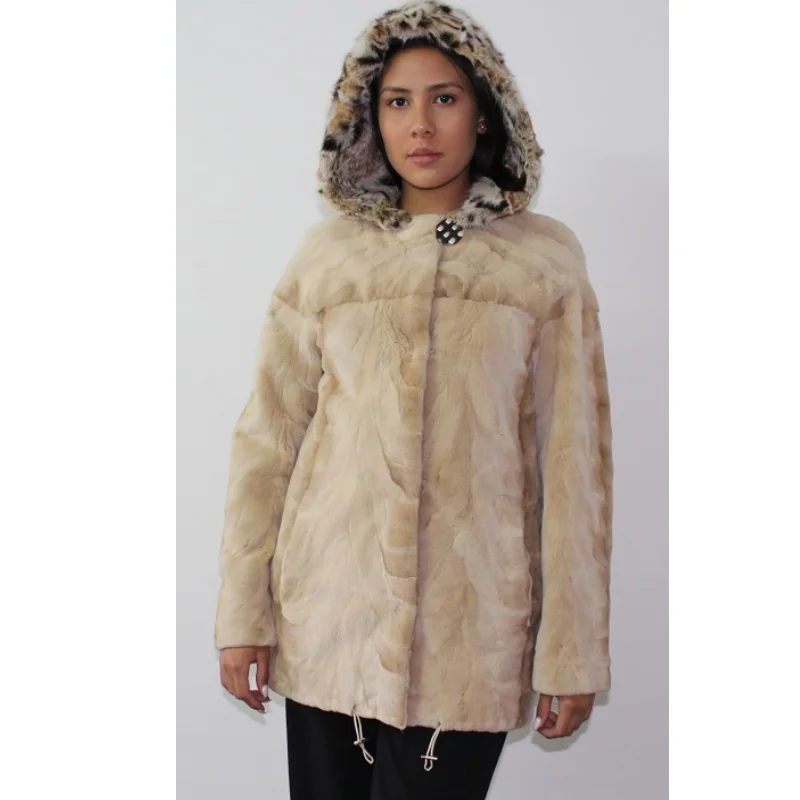 TAF Sand Shaved mink jacket with lynx hood (pat) Rayon Jacket Velvet Jacket Corduroy Jacket TAF Sand Shaved mink jacket with lynx hood (pat) Rayon Jacket Velvet Jacket Corduroy Jacket