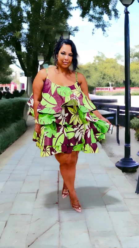 Tiered Greenleaf Mini Dress Trendy Wraparound Mini Dress