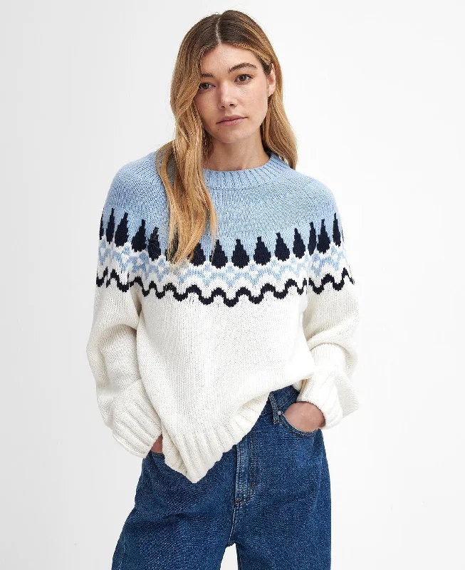 Barbour Women's Kingsford Crew Neck Jumper Print Jacquard Patchwork