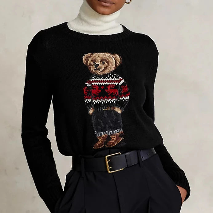 Premium Fair Isle Polo Bear  Jumper Long Sweater Short Sweater Cropped Sweater