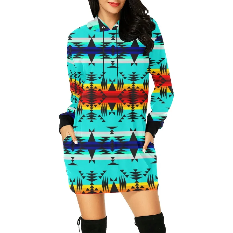 Between the Mountains Hoodie Dress Hoodie with High Neck Warm Protective