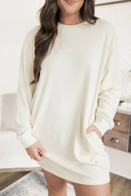 Caterina Sweatshirt Dress Hoodie with Contrast Stitching Detailed Premium