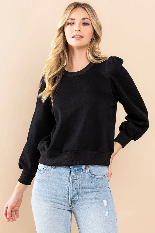 Puff Sleeve Sweatshirt Hoodie with Turtle Neck Cozy Winter