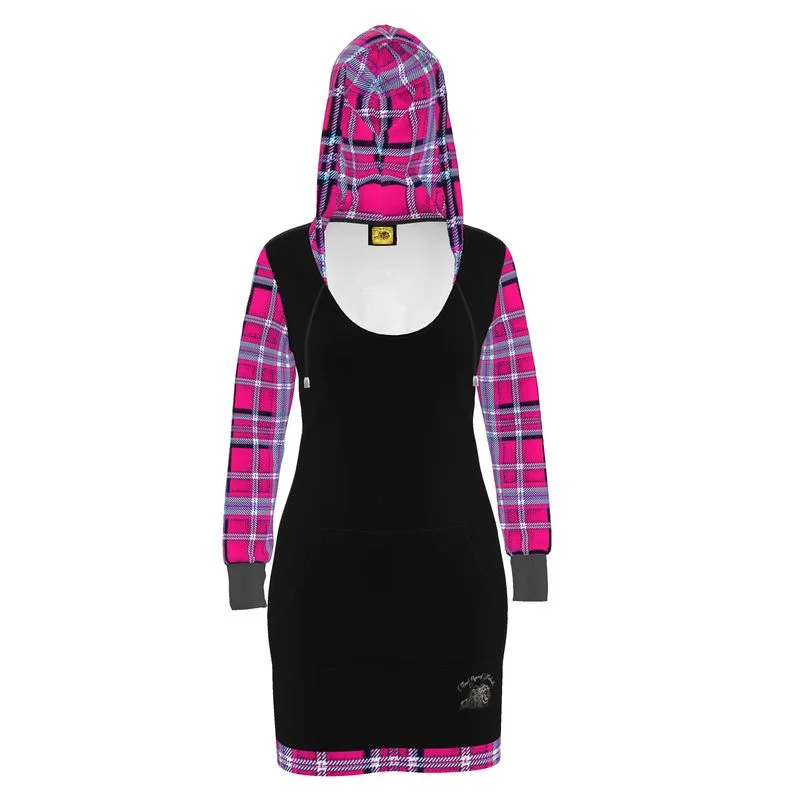 TRP Twisted Patterns 06: Digital Plaid 01-04A Designer Hoodie Dress Hoodie with Tied Waist Feminine Flattering TRP Twisted Patterns 06: Digital Plaid 01-04A Designer Hoodie Dress Hoodie with Tied Waist Feminine Flattering