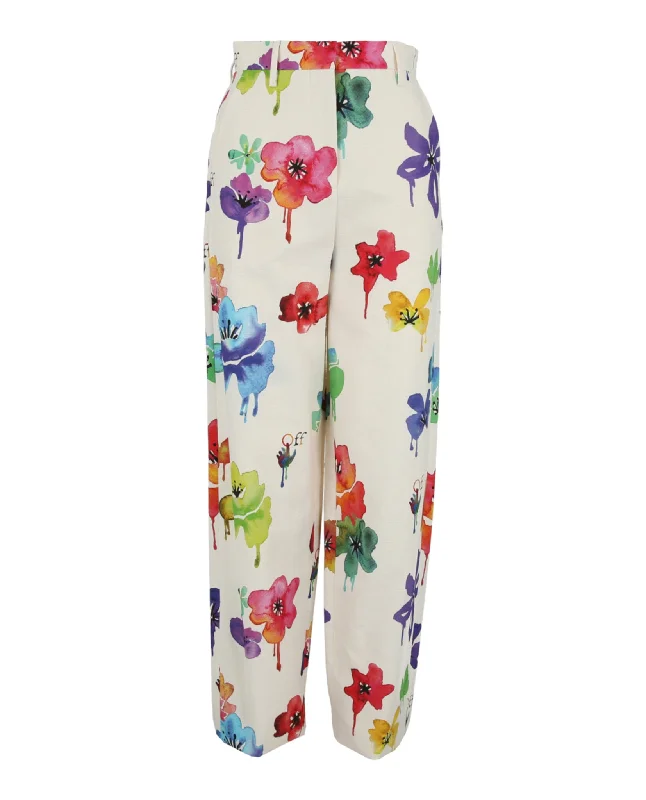 Off-White Womens Floral 90's Pants Soft Sweatpants Style