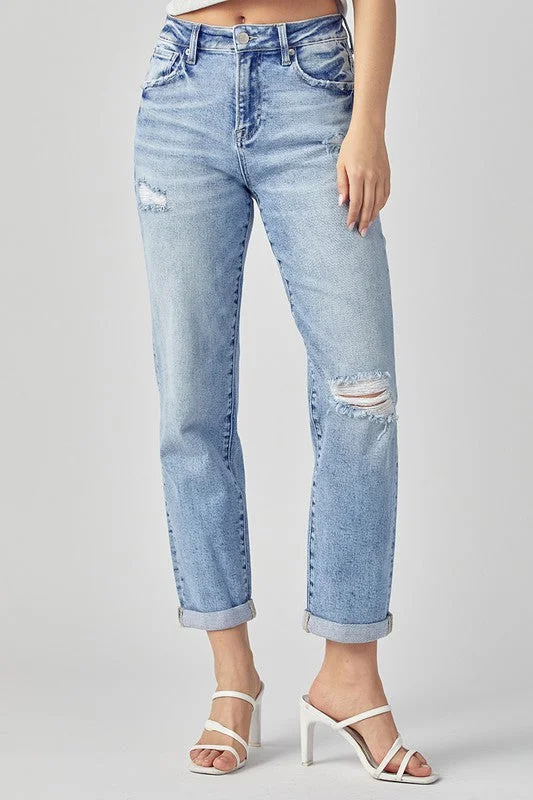 Distressed Boyfriend Jean Trendy Plus Size Jeans