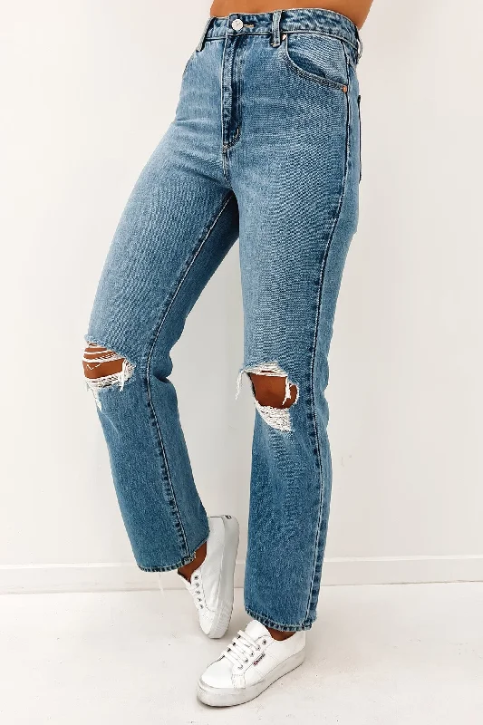 A 94 High Straight Jean Louise Rip Elegant Raw Hem Jeans