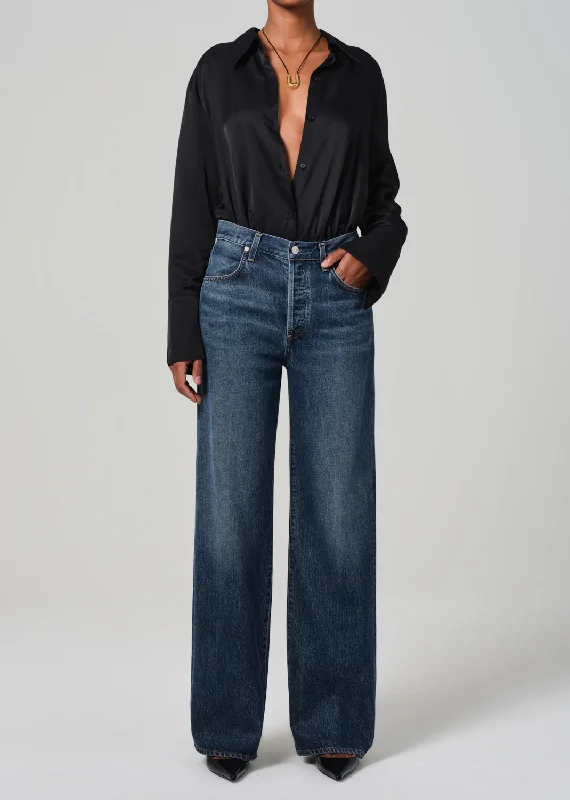 Annina High Rise Wide Leg Long Jean Classic Button Fly Jeans