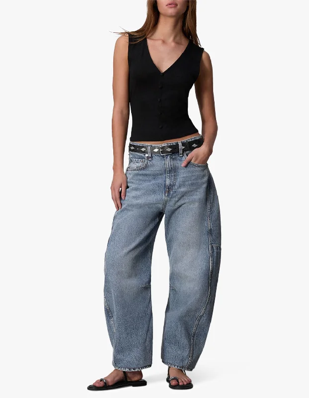 Charlie Barrel Jean - Harmony Fashionable Raw Edge Jeans