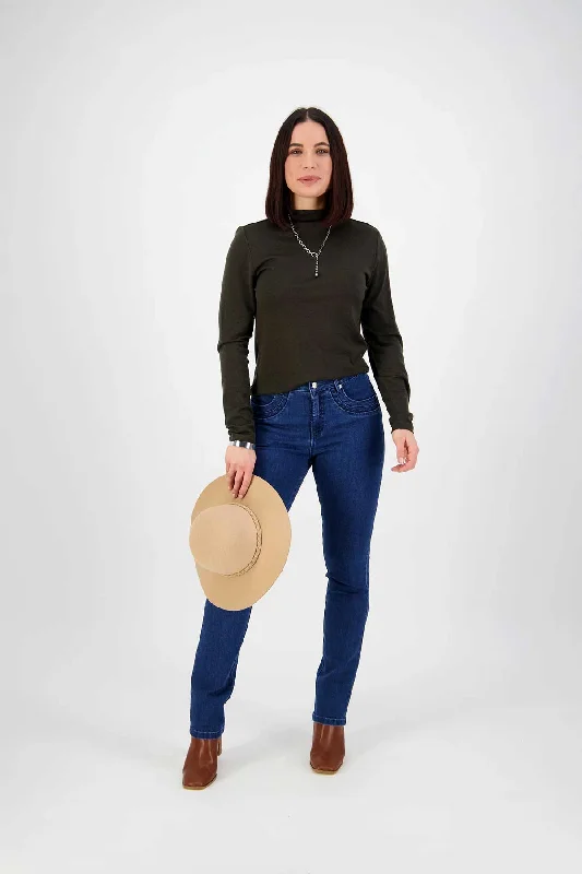 Vassalli Pant - Blue Denim Slim Leg Jean Comfortable Stretch Fit Jeans