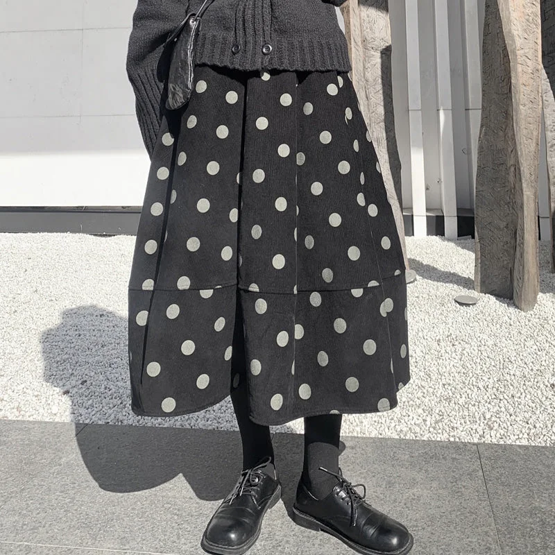 Polka Dot A-line Thick Skirt maxi skirt elegant