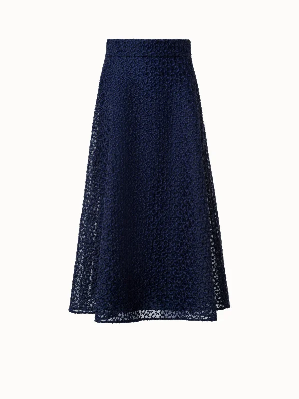 St. Gallen Flower Embroidery Organza A-Line Skirt pleated skirt texture